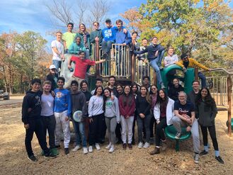 TAMS students posing for a photo at Campout Fall 2019